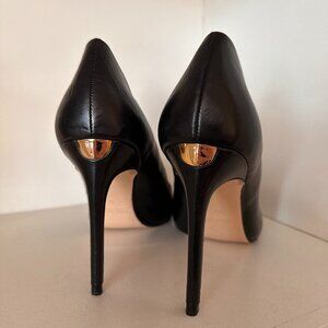 NEW Zara Black Closed Toe Stiletos with Gold Detail